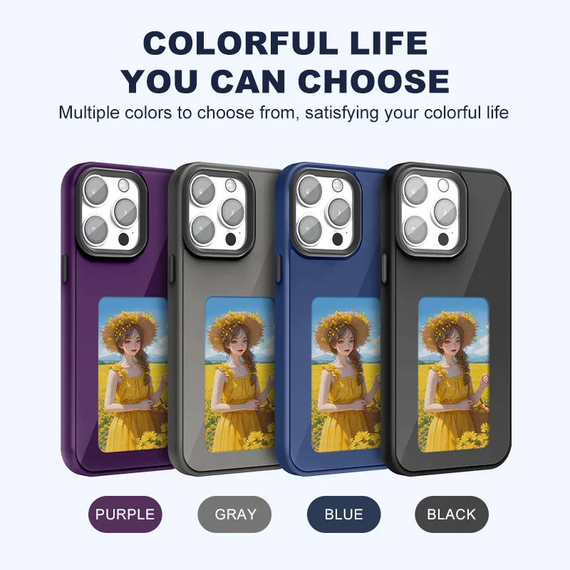 NFC 16Promax Iphone Case E-Ink Screen Four Colors Image Transmission for Iphone 15 14 13 Pro Max DIY Cases Battery Free